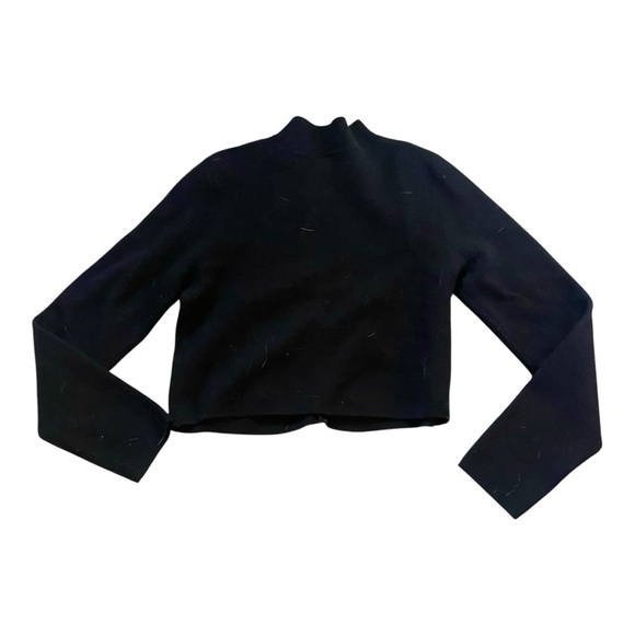 Anthropologie Ruched Crop Sweater Mockneck Sz S Black - Picture 4 of 6